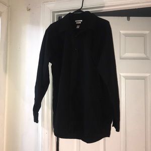 Black button down shirt.